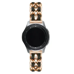 Luxury Leather and Metal Bracelet Watch Band, 22mm/20mm - 22mm watch band (13 rose gold black)
