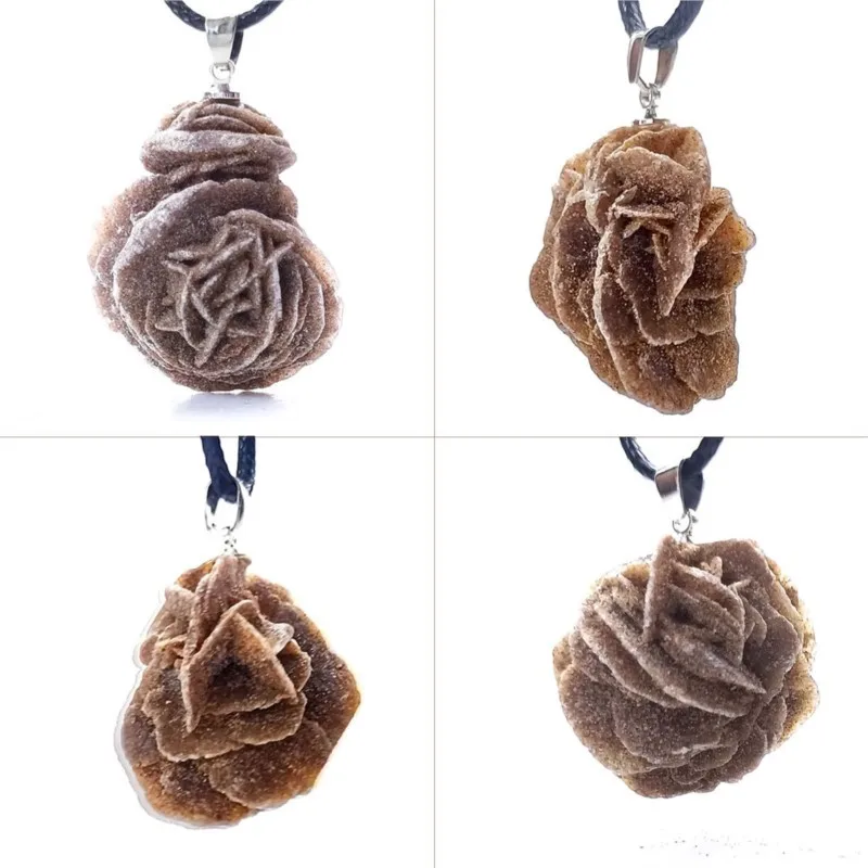 

1pcs Raw stone mineral crystal charms Morocco Desert Rose Stone specimen lover necklace Valentine's Day pendants jewelry
