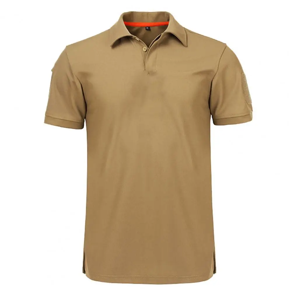 Sport T Shirt Outdoor Camping Hiking Men Military Short Sleeve Solid Color Buttons Top Quick Drying Ladies T Shirt Work T-shirt