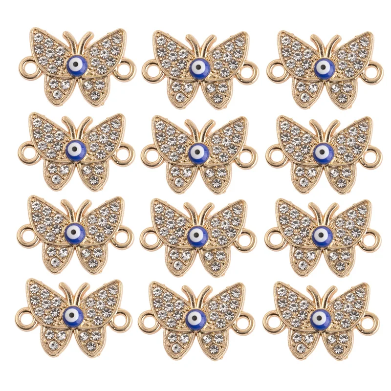 10PCS/PACK 19*13mm Crystal Butterfly Eyes Charms Pendant For Women