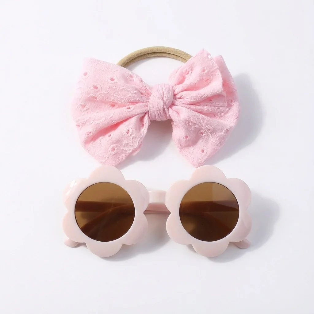 보우 베이비 헤어 스트랩 안경 세트 해외 무역 자외선 차단  남아 여아 헤어웨어 공주 액세서리 아동용품