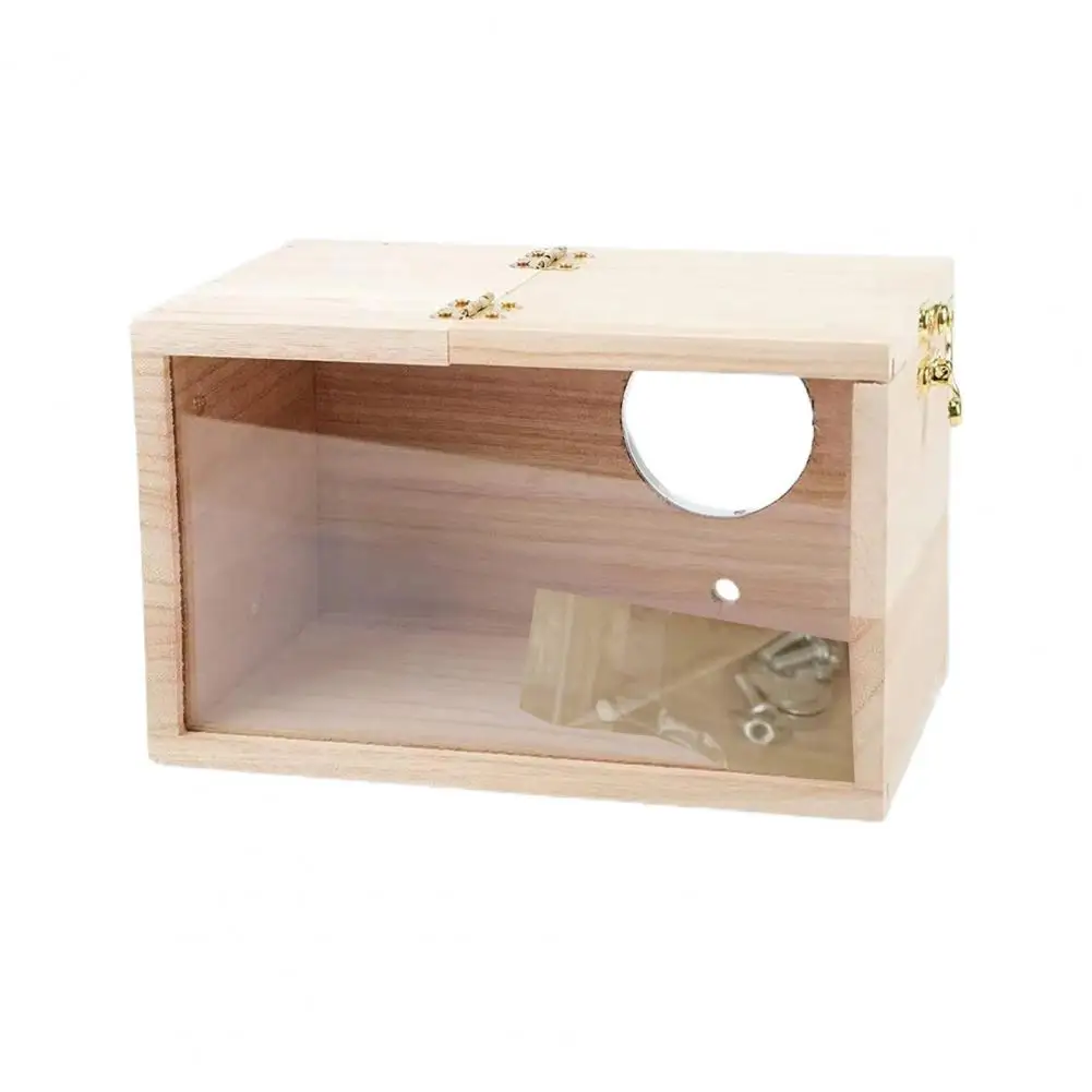 

1 Set Wood Bird House Transparent Outdoor Nest Birds Breeding Box Bird Parrot Parakeet Cockatiel House Bird Supplies