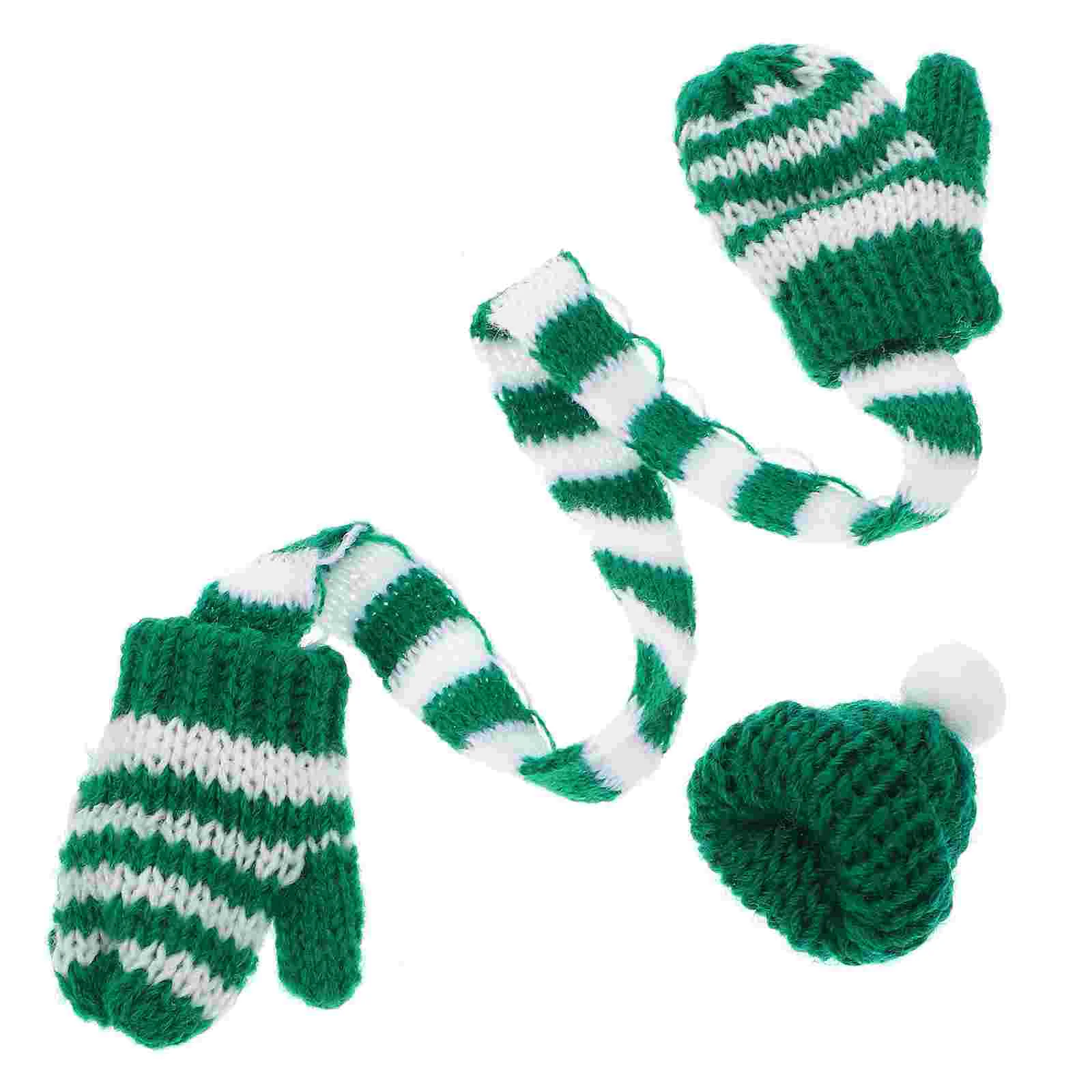 

1 Набор декоративный шарф шапка Рождественский элемент маленький шарф миниатюрная вязаная шапка