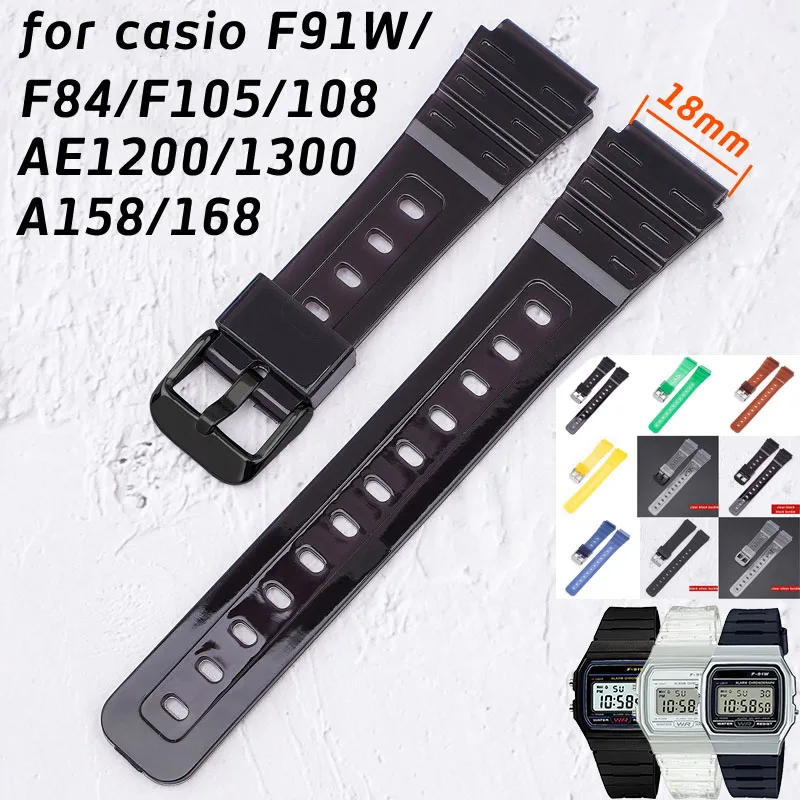 Cinturino Per Orologio In Tpu Trasparente Larghezza 18Mm Per Casio F91W F84 F105 F108 A158 A168 Ae1200 1300 Cinturino Per Cinturino Cinturino