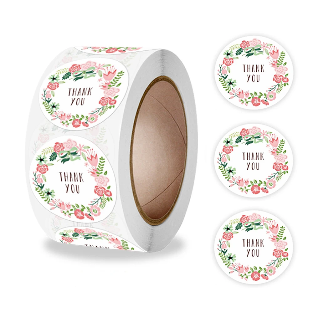 

500pcs Multicolor Flowers Sticker Labels Thank You Stickers Decoration For Baking Seal Labels For Package Scrapbook Stationery