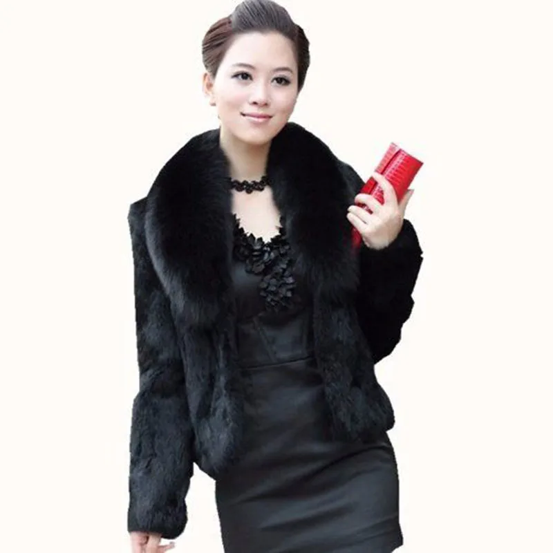 Autumn And Winter Loose Short Casual Coat Fashion Ladies Faux Fox Collar Temperament Rex Rabbit Faux Coat Women