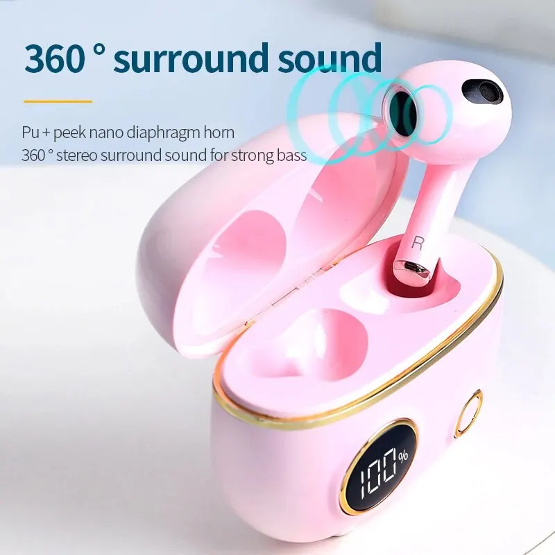 APRO 8 TWS 무선 블루투스 5.0 이어버드, 베이스 터치 컨트롤, 스테레오 소음 감소, 스포츠 헤드폰용 긴 대기 시간
