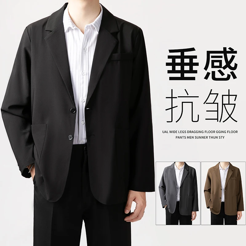 Korean Brand Mens Casual Blazer Fashion Loose Business Casual Suit Coat Gentleman Suit Jacket Men Clothing Homme Blazers
