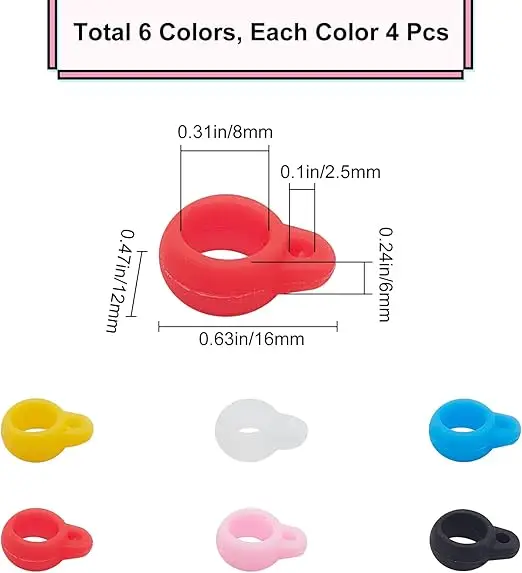 Anti-Lost Silicone Rubber Rings Holder 24PCS 6 Colors Multipurpose Adjustable Cases Necklace Lanyard Replacement Pendant silicone rings