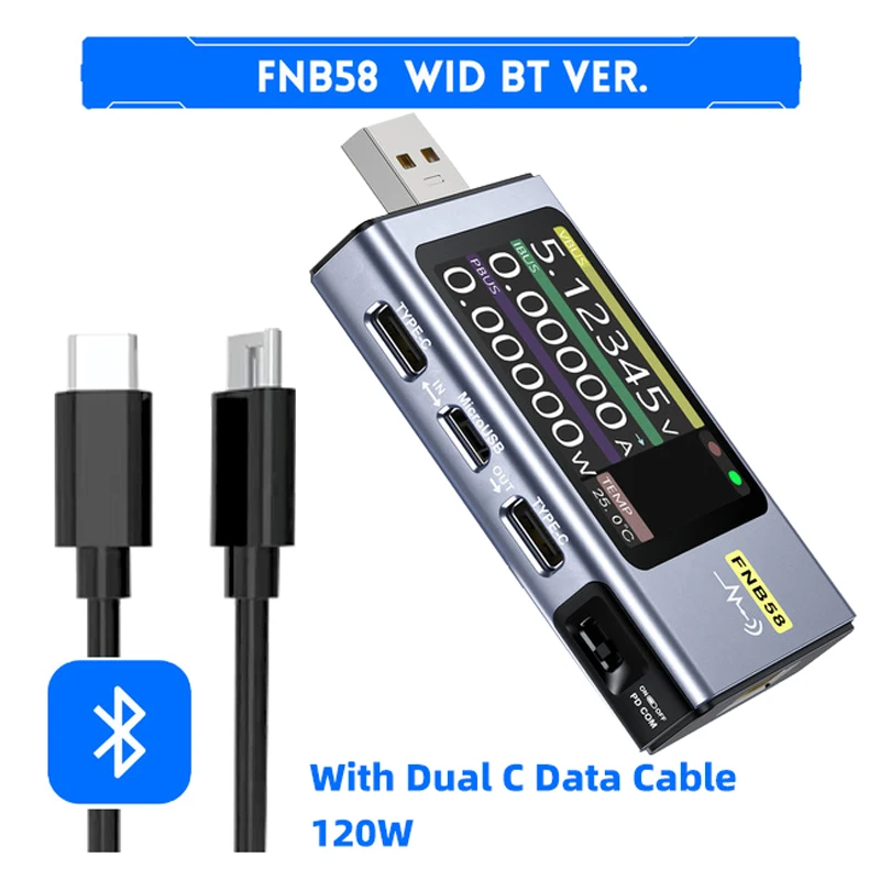 

FNIRSI FNB58 USB Tester Voltmeter Ammeter TYPE C Fast Charge Detection Trigger Capacity Measurement Ripple Measurement