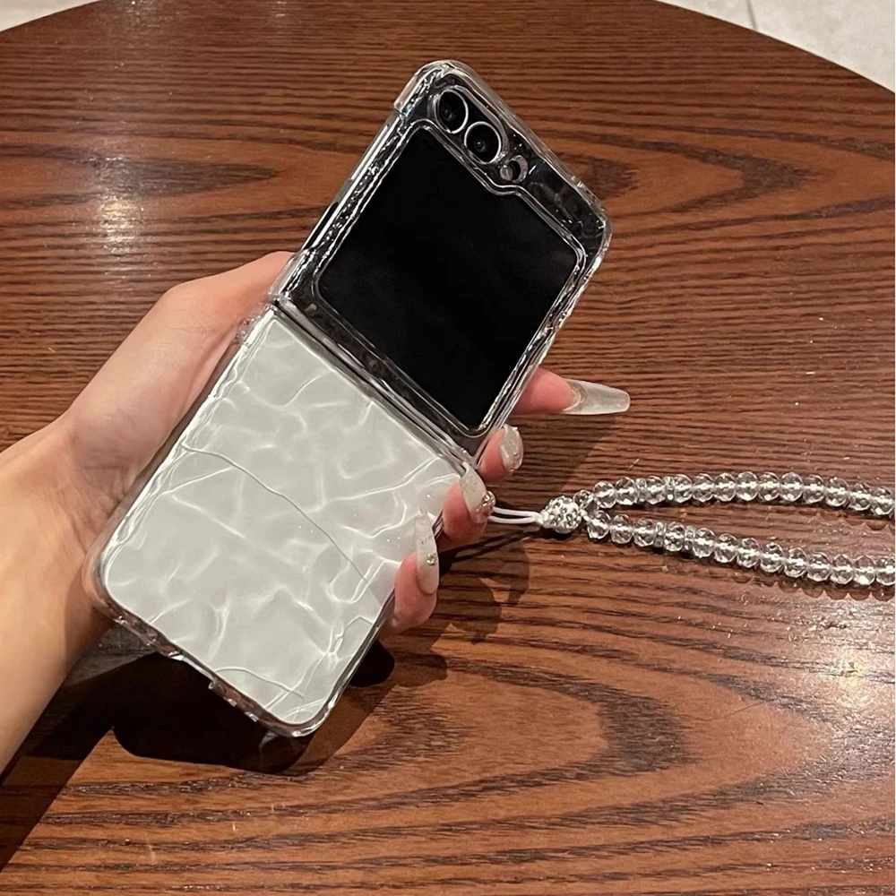 Luxury Water Ripple Clear Soft TPU Case with Bead Bracelet Accents