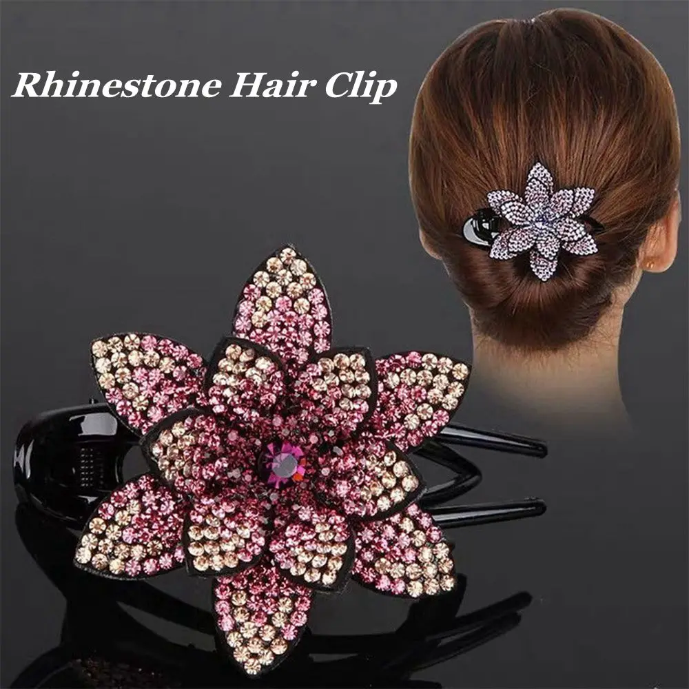 

Jewelry Flexible Hairgrip Beauty Styling Tools Flower Barrette Rhinestone Hair Clip Hair Dovetail Clip Haircut Hairpin