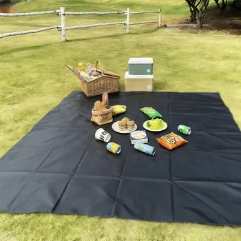Four Season Universal Outdoor PVC Waterproof Picnic Mat Pure Black Seamless Smooth Portable Camping Picnic Moisture-proof Mat