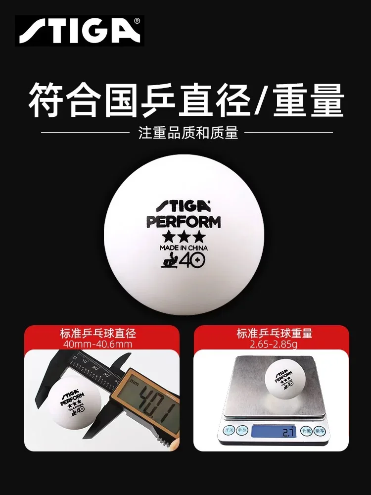 Table Tennis Balls 3 Star 40+ ABS Plastic Poly Seamed Stiga