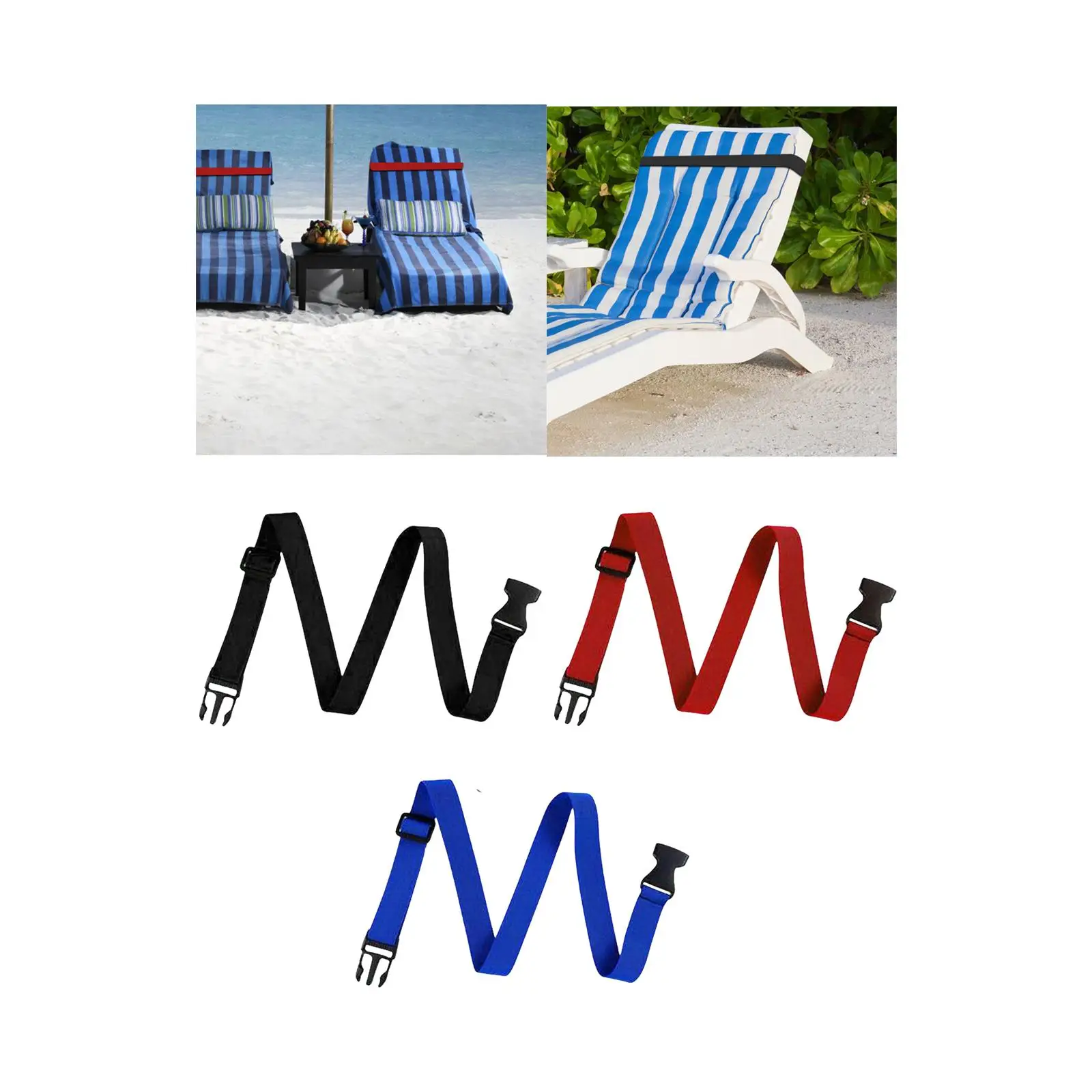 Pack De 6 Bandas De Toalla Para Tumbona - Azul Claro Y Oscuro, Ajustables De 41 A 71 Cm