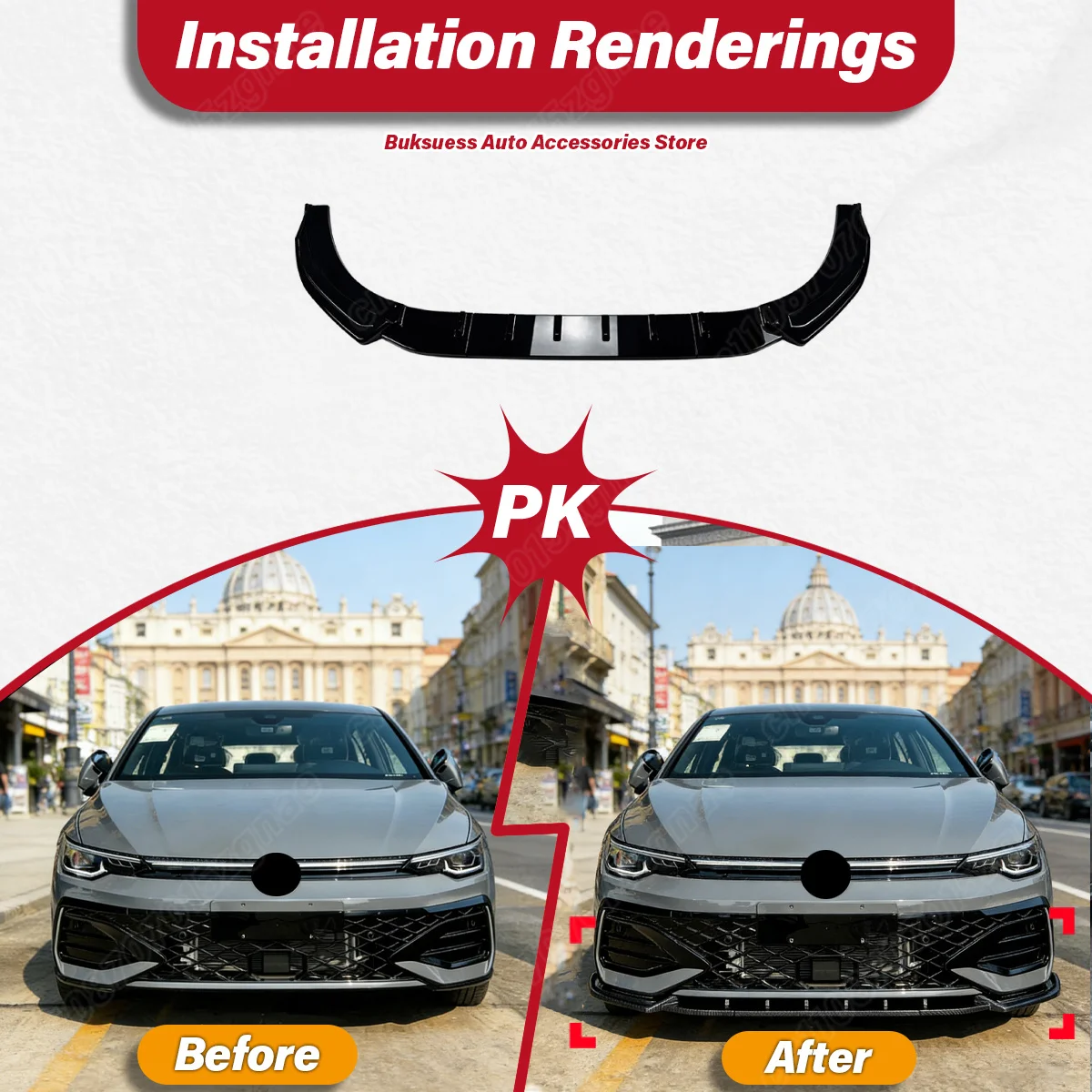 폭스바겐 골프 8.5 MK8.5 GTI R-라인 2024 2025 2026 프론트 범퍼 립 턱 스포일러 레이싱 스타일 스플리터 디퓨저 자동차 액세서리 키트
