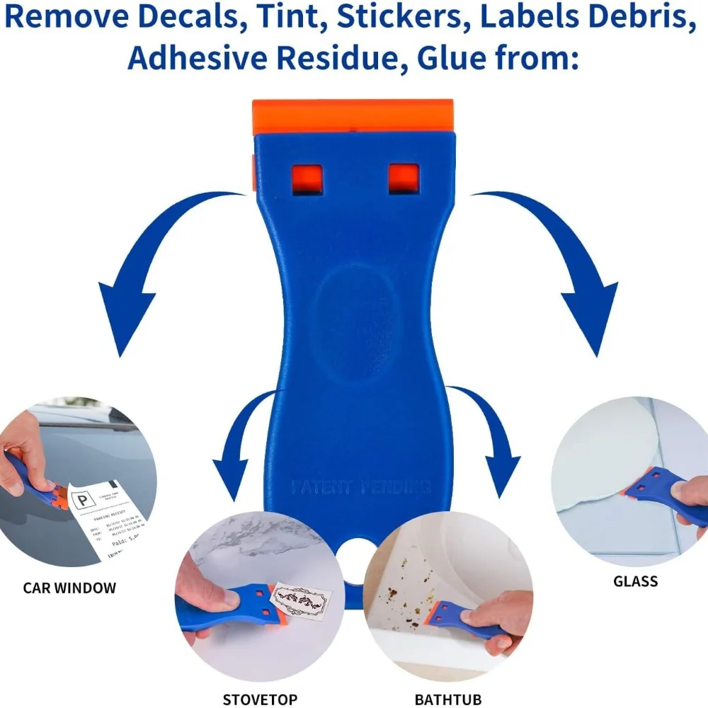Automotive Adhesive Remover Kit with Scraper & Blades Safe for Car Paint Glass Decal Sticker Emblem & Vinyl Glue Removal