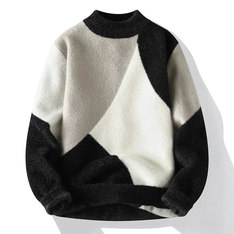 

Y2k Streetwear Mens New Sweater Mink Imitation Fashion High Quality Male Versatile Knitted Wool Men