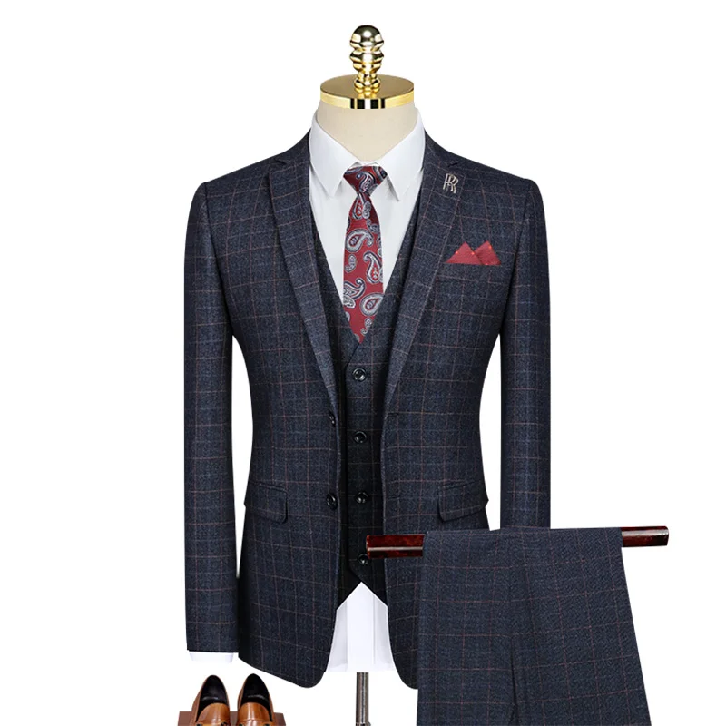 

Custom Made Groomsmen Pattern Groom Tuxedos Shawl Lapel Men Suits Wedding Best Man SA04-6599