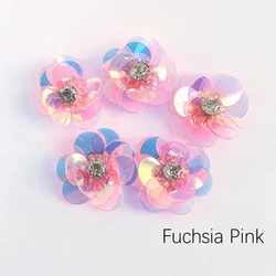 Elegant Handmade 3D Beaded Rose Flower Applique Patch for Clothing and Garment Decoration (18fuchsia pink)