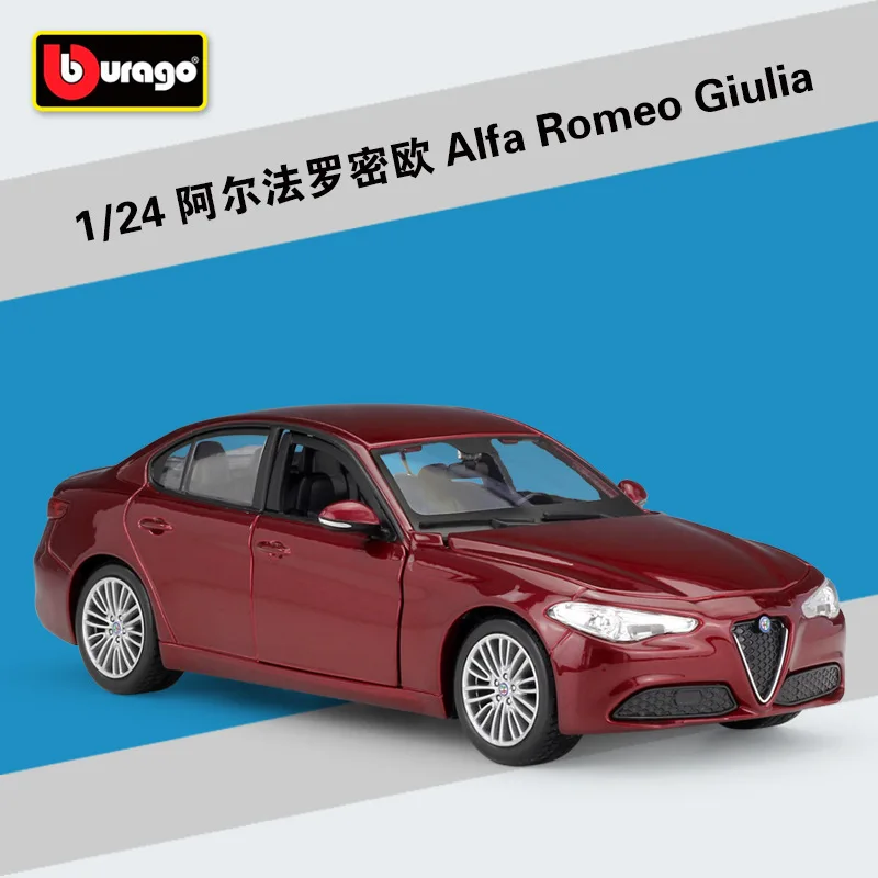 

Bburago 1:24 Alfa Romeo Giulia alfa Red Blue Sport Car Static Simulation Diecast Alloy Model Car B166