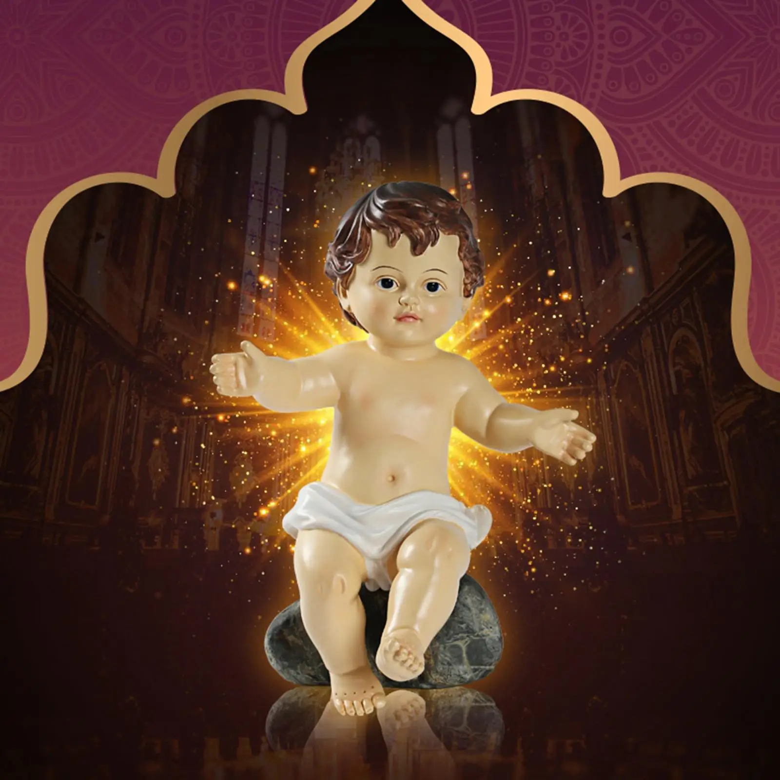 10cm Resin Statue Religious Figure Ornament Sculpture Craft Decoration, for blessing, wealth, success, health and children.