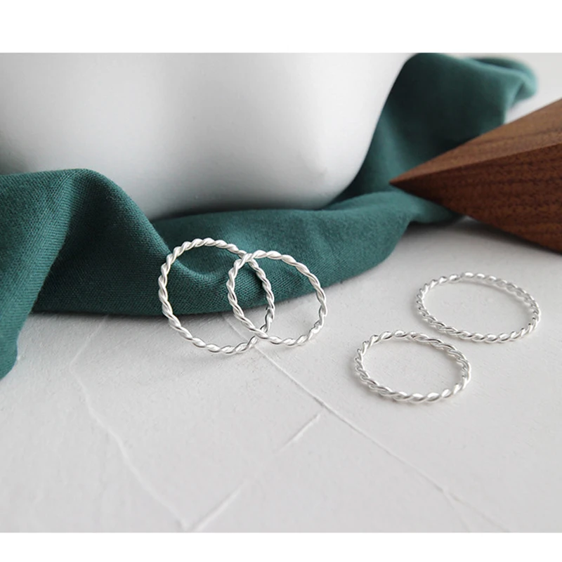 Trustdavis 여성용 정통  미니멀리스트 패션 INS 트위스트 손가락 반지, 웨딩 파티 파인 쥬얼리 DA145