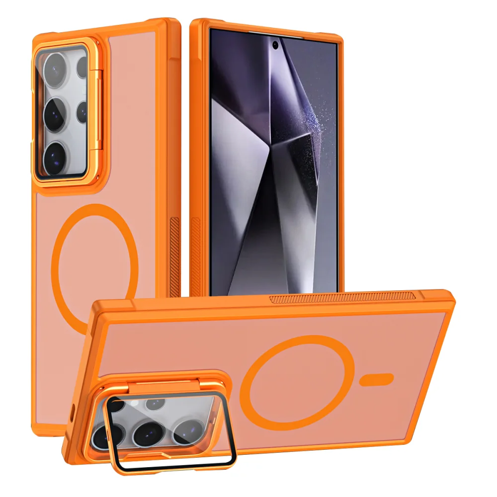 Luxury Magnetic Shockproof Case with Concealed Bracket and Acrylic Lens Protection Cover