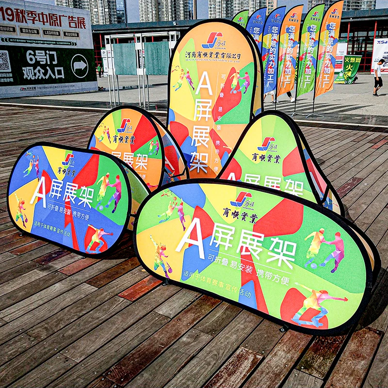 Pop Up Banner Free Design Graphic Printing Display Outdoor Advertising Oval Vertical Bean-Shape A Frame Sports Promotion