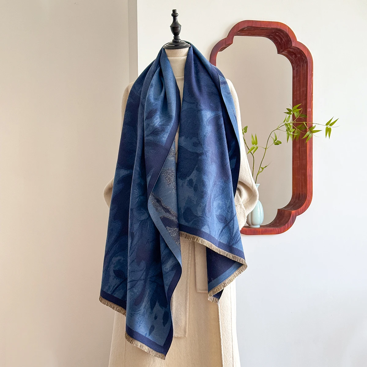 2025 Luxury Brand Women's Winter Cashmere Scarf - Floral Printed Tasseled Pashmina Shawl Wrap, Bandana & Poncho