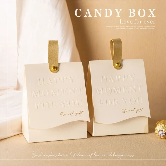10pcs Creative Leather Portable Gift Box High-end Portable Wedding Candy Paper Box Party Packaging Supplies Paper Box 2