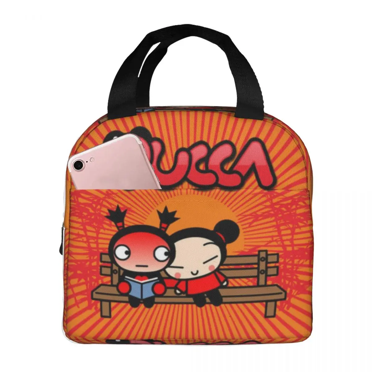 

Cute Pucca Red Thermal Insulated Lunch Bags Reusable Insulated bag cooler Tote Lunch Box Outdoor Teacher