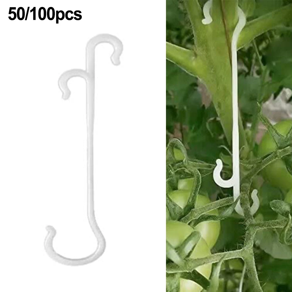 

50/100Pcs 13CM Tomato Support J Hooks Plant Support Frame Tomato Clips Prevent Pinching Falling Off Fruit Cherry Tomato Ear Hook
