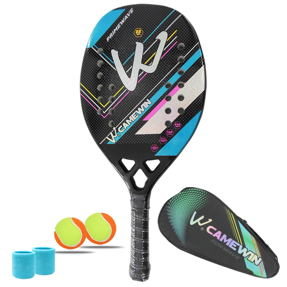 

3K High Quality Raquete Beach Tennis Add Balls Full Carbon Fiber Rough Surface Tennis Racket With Cover Bag