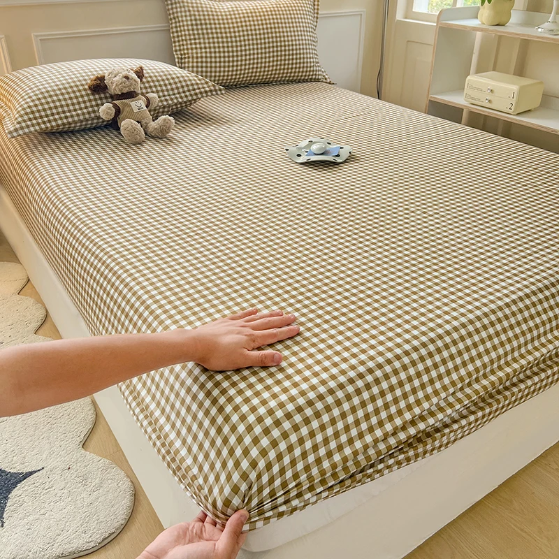 100% Polyester Fitted Sheet Stripe Style Bed Cover Skin-friendly Mattress Cover Sabanas Adults Kids Bed Sheets (No Pillowcase) 4