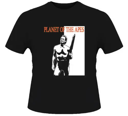 Charlton Heston Planet Of The Apes T-Shirt Nera Retrò