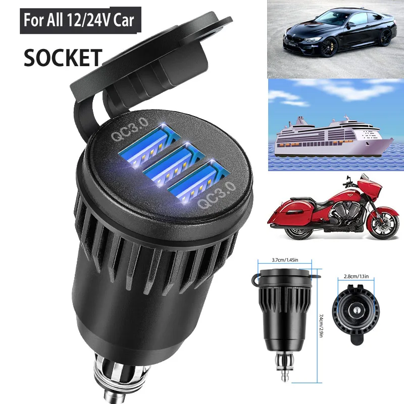 ZVD-Chargeur Rapide étanche Pour Moto 12 V 24 V QC3.0 USB C PD Hella