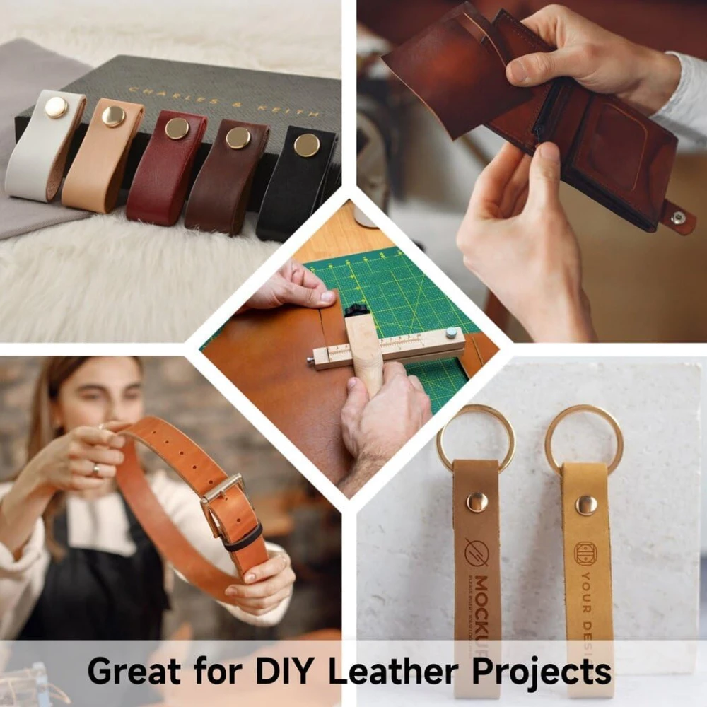 Leather Cutting Tool Wooden Leather Strap Cutter Tool Crafting DIY Leather Belt Strip Cutting Device with 5 Blades