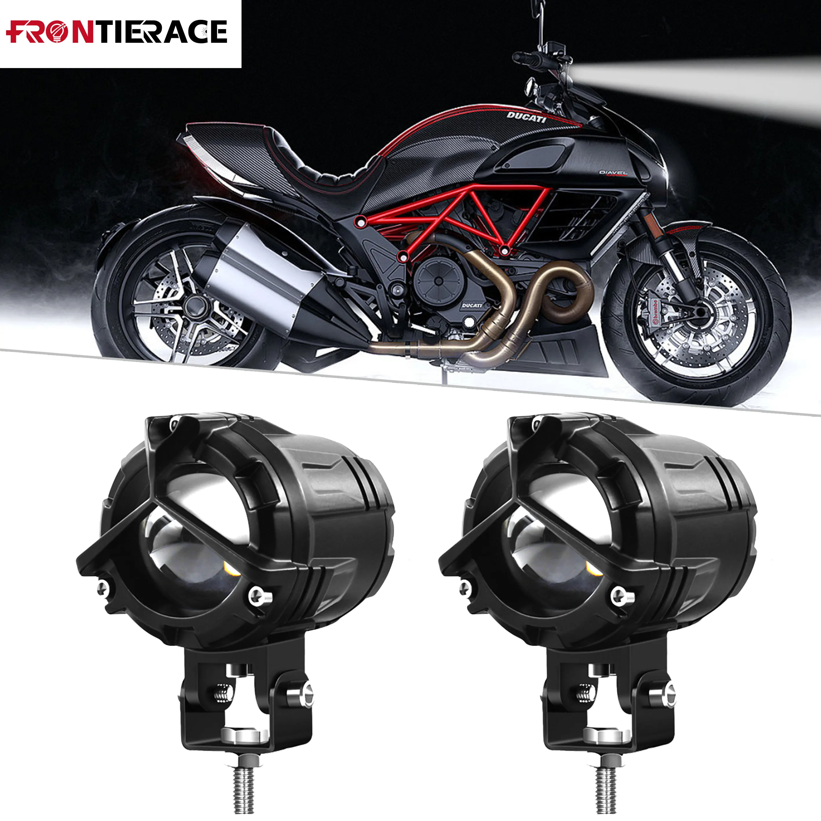 

Dual len Color Motorcycle LED HeadLight 300W High power Auxiliary Fog Lamp High Beam Bicycle ForOff-road 4X4 4WD ATV SUV UTV