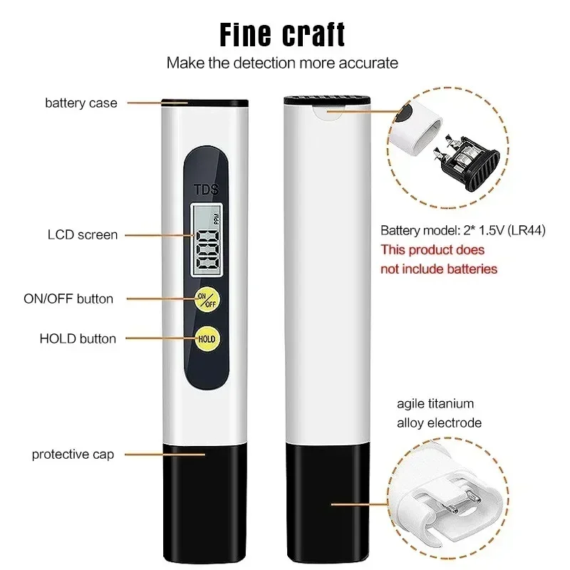 Water Tester TDS Meter Digital 0-9990ppm Drinking Water Quality Analyzer Monitor Filter Rapid Test Aquarium Hydroponics Pools