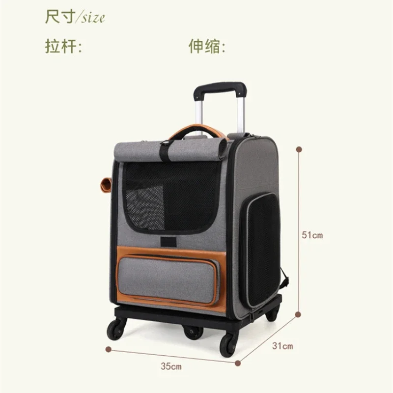 Pet Trolley Box Breathable Foldable Cat Bag Large Capacity Travel Portable Wheel Trolley Bag Pet Carriers Accessories