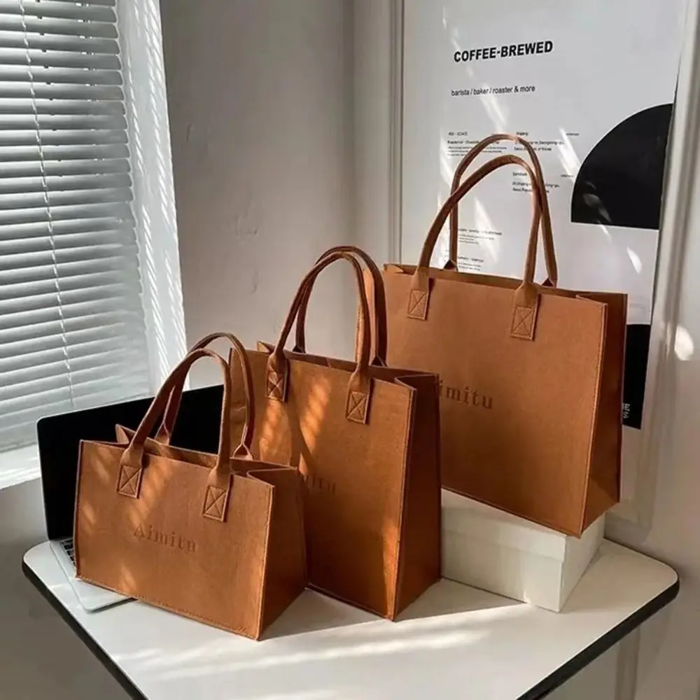 Casual Letter Felt Tote Bag Solid Color Women Shoulder Bag Large Capacity Travel Messenger Bag Simple S/M/L Crossbody Handbag