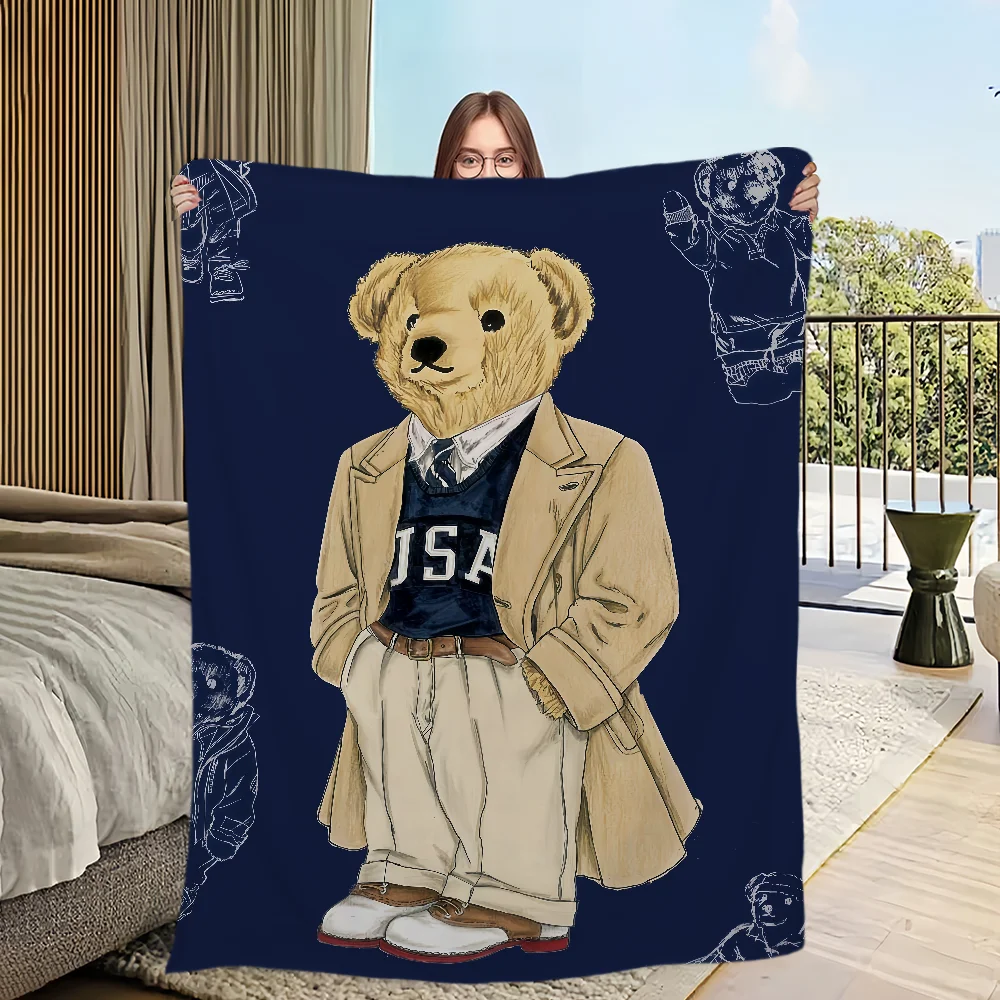 الفانيلا الدافئة B-الدببة لينة بطانية قطيفة الكرتو...