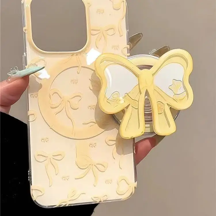 Yellow Bow Tie Cartoon Magnetic Phone Stand & Wireless Charging Holder