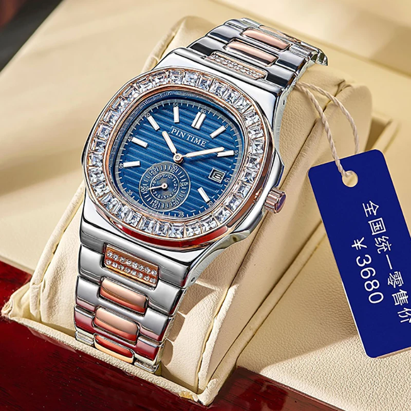 

PINTIME Brand Men Quartz Wristwatch Fashion Stainless Steel 2023 Waterproof Watches Man Calendar Date Watch Relogio Masculino