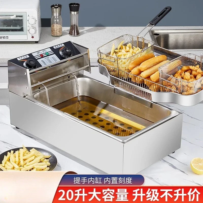 220V Single Tank Electric Deep Fryer Commercial Large Capacity for Fried Sticks Donuts Fries