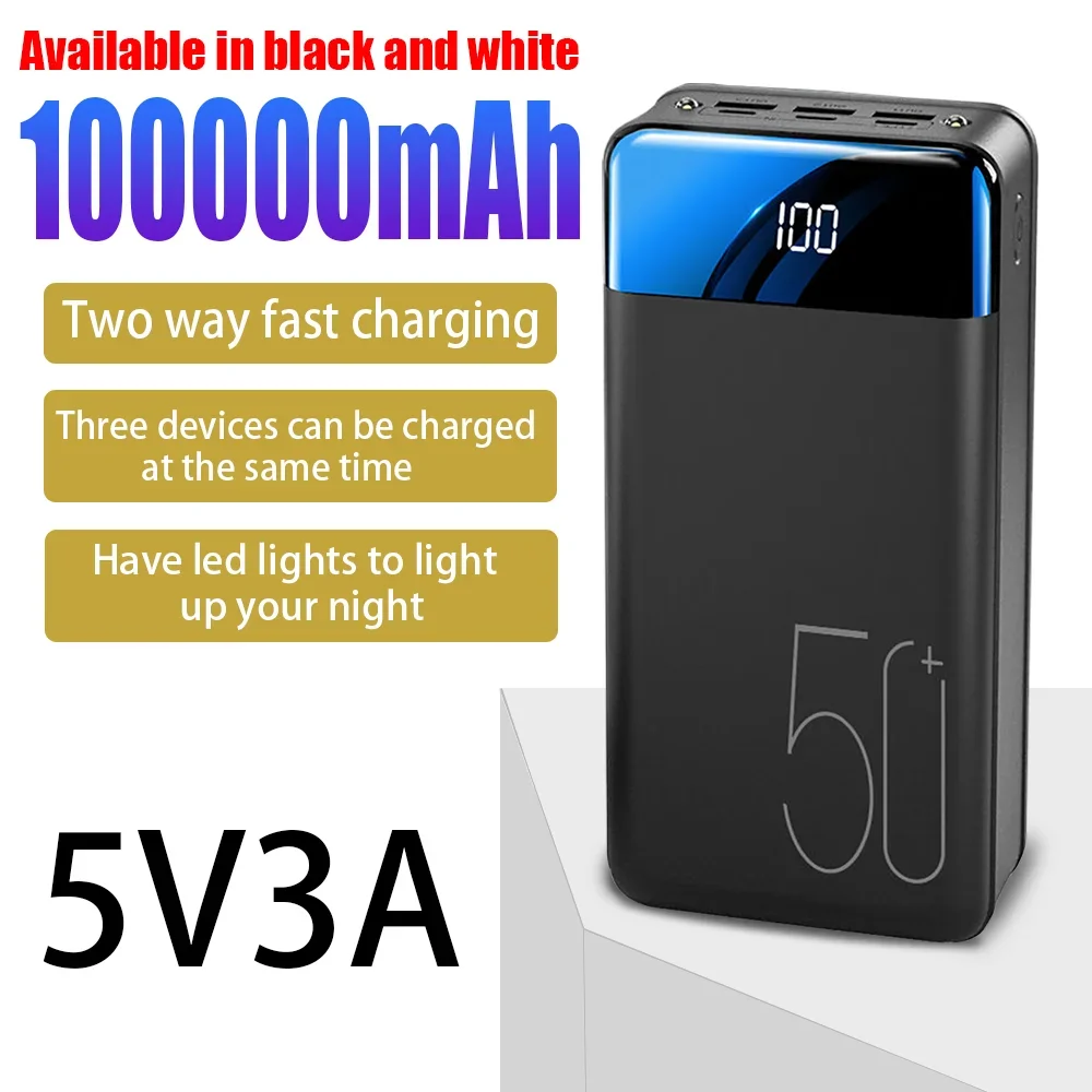 

2023NEW 100000mah USB Fast Charging Power Supply LED Display Portable Mobile Phone Tablet ExternalBattery Charging SourceBattery