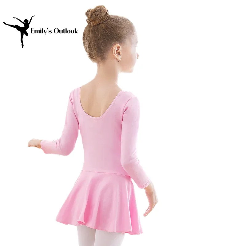 Skirted Leotards Girls Short Long Sleeve Dress for Ballet Dance Ballerina Outfit Gymnastics Clothes Class Cotton U Back Princess ballet leotard dance leotard