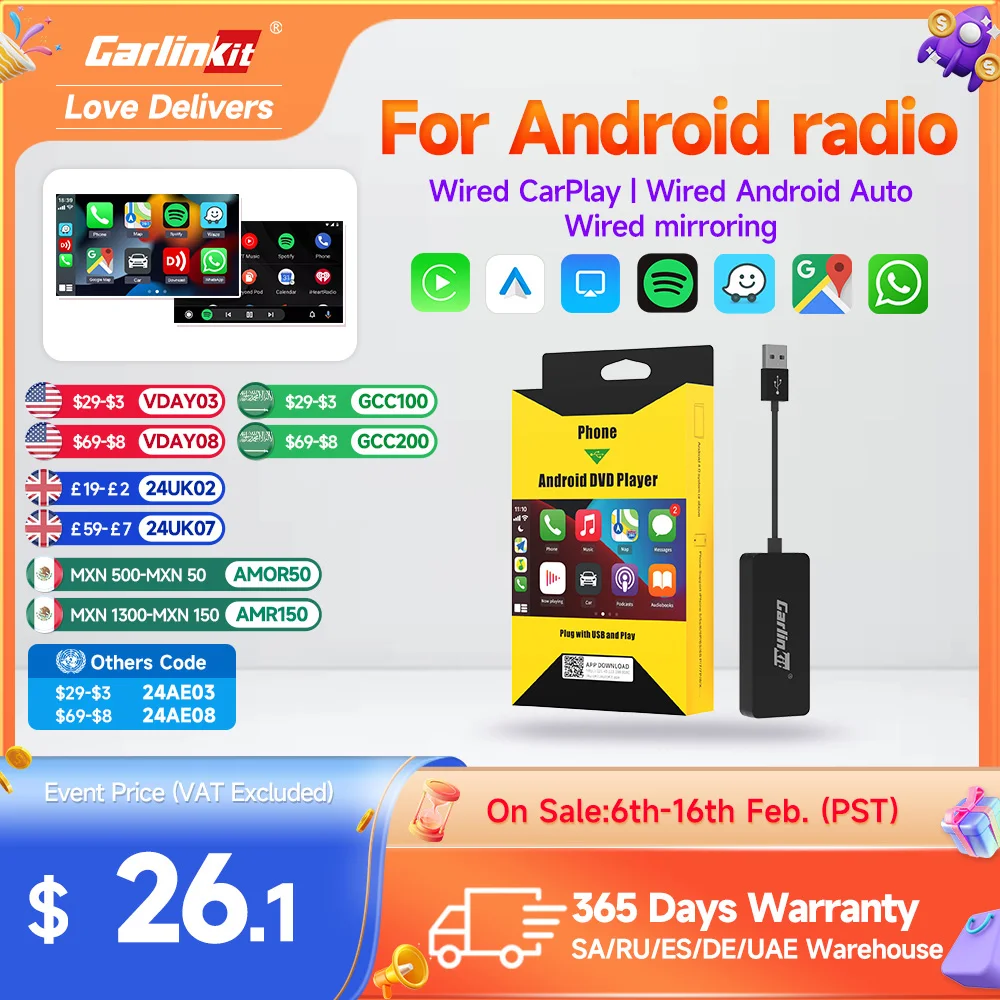 Loadkey & Carlinkit Wired & Wireless Carplay Wireless Android Auto Dongle Per Modificare Lo Schermo Android Car Ariplay Smart Link Ios15