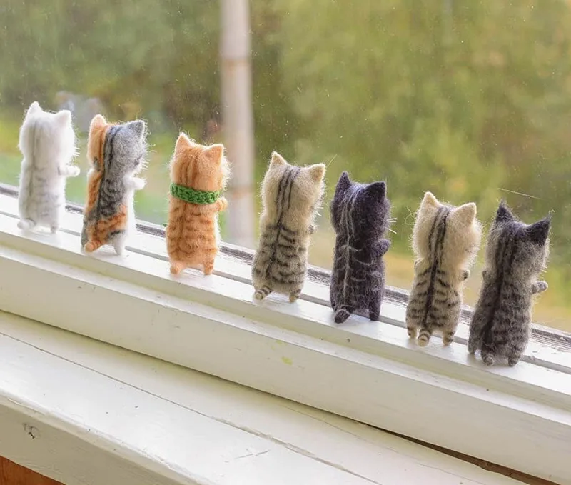 DIY Fur Kitty Kit Wool Felts Poke Handmade Needle Fake Plush Fabric Children's Gift fourrure faux fur fabric | Дом и сад